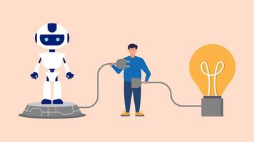 Graphic Illustration Professor Creates Modern and Intelligent Robot vector