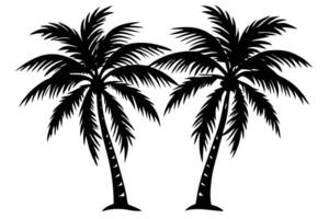 Silhouetted Palm Trees Against a White Background vector
