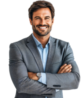 Confident Handsome Businessman Smiling Arms Crossed Portrait png