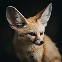 Close-up of a Fennec Fox, showcasing its large ears. photo