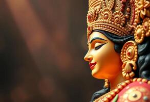 A side face of a hindu goddess Durga idol or statue , chaitra Navratri Concept photo