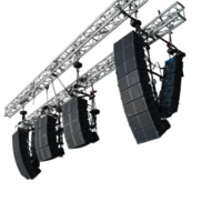 Large Array of Concert Speakers Suspended from Truss System png