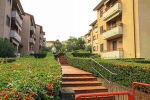 Residential complex with green areas. photo