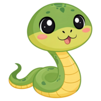 Playful Green Cartoon Snake with Tongue Out png