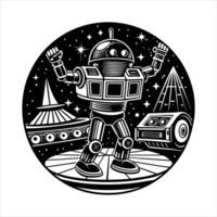 A futuristic robot dancing vector