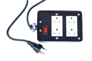 Rubber extension power strip or trailer plug isolated on white background. Concept electric equipment or tool for connect to appliance that need electricity. Electrical peripherals photo