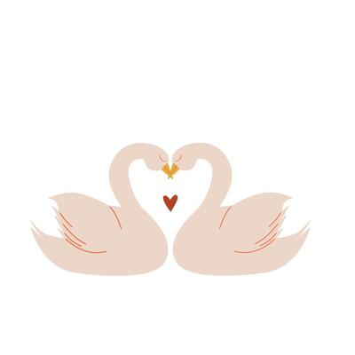 A pair of swan characters. A symbol of love.