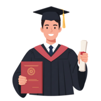 Academic Achievement Man with Graduation Certificate Art png