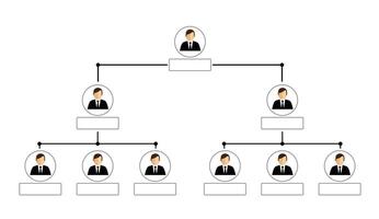 Organization Chart Infographics with People Icon and Abstract Line. vector