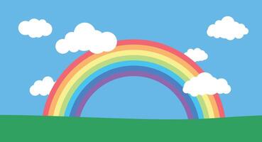 rainbow and clouds in the sky vector