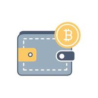 bitcoin wallet icon with coin on white background vector