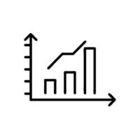 A graph line icon with a bar chart vector