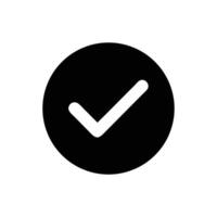 check mark icon in black circle on white background vector