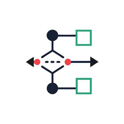 A diagram of a network with two arrows pointing to each other
