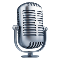 Silver Blue 3D Microphone Icon on Transparent Background png