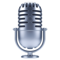 Metallic Silver 3D Microphone Icon on Transparent Background png