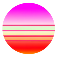 Retro Futuristic Neon Sunset with Gradient Glow on Transparent Background png