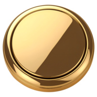 Gold Chrome Circle Button 3D Render on Transparent Background png