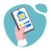 Online Banking A smartphone with a banking app interface vector
