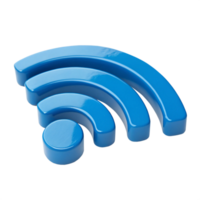 3D Blue Glossy Wifi Symbol, Wireless Internet Connection Icon, Digital Technology Render png