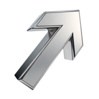 3D Chrome Arrow Up Icon Modern Metallic Navigation UI Element png