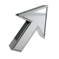 3D Chrome Cursor Arrow Up Icon Shiny Metallic Pointer for Website Design png