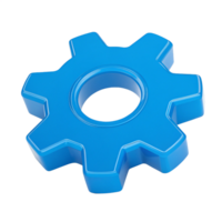 3D Blue Cog Wheel Gear, Setting Icon, Mechanism, Machine Part, Engineering Design png