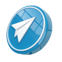 3D Blue Circle Send Button with Paper Airplane Icon Modern App UI Design png