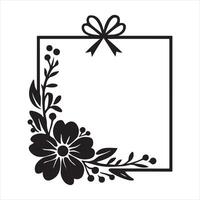 Floral Frame with Flower and Bow vector