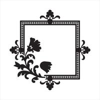 Black Floral Frame with Flower and Bow vector