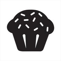 Black and white blueberry muffin Silhouette isolated on white background vector