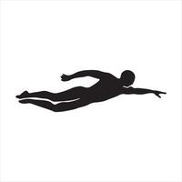 Silhouette of swimmer diving into the water vector