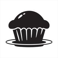 blueberry muffin Silhouette isolated on white background vector