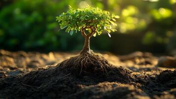 Wealth creation through banking investments nature growth concept close-up photo