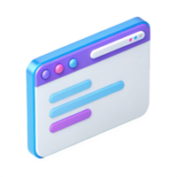 Isometric 3D Render of a Colorful Browser Window Interface for Website Design png