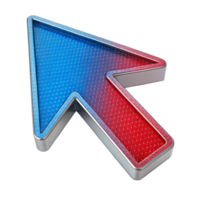 3D Metallic Red Blue Cursor Arrow Icon, Gradient Texture, Digital Interface Element png