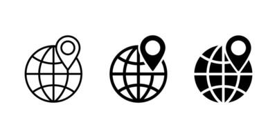 Globe location pin icon sign. Geolocation icons set. vector