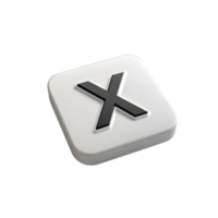3D Render of Letter X on White Square Button - Modern Minimalist Design png