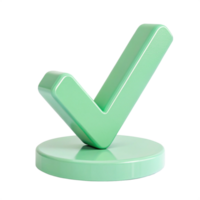 3D Render of a Mint Green Check Mark Icon on a Circular Base png