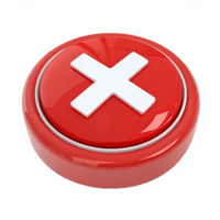 3D Red Glossy Button with White Cross Icon Cancel, Delete, No Symbol png