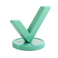 3D Render of a Teal Checkmark Icon on a Circular Base Approved, Correct, Success Symbol png
