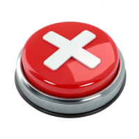 3D Red Cancel Button Glossy Cross X Mark on Shiny Circular Interface png