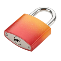 Red and Orange Padlock 3D Render of Secure Metal Lock with Keyhole png