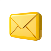 3D Yellow Email Envelope Icon Modern Communication Symbol for Website and App Design png