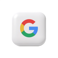 3D Google Logo on Square Button Modern Tech Icon, App Design Element png