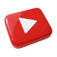 3D Red Play Button Icon Glossy, Realistic Media Player Design png