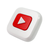 3D Red Play Button Icon Modern White Square Media Interface Element png