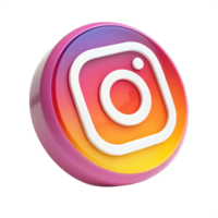 3D Instagram Icon Gradient Colors, Round Button, Social Media Design Element png