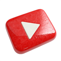 Red Play Button Icon 3D Render, Glossy, Marble Texture, Media png