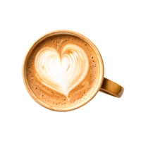 Romantic Latte Art Heart-Shaped Coffee in Beige Mug, Top View png